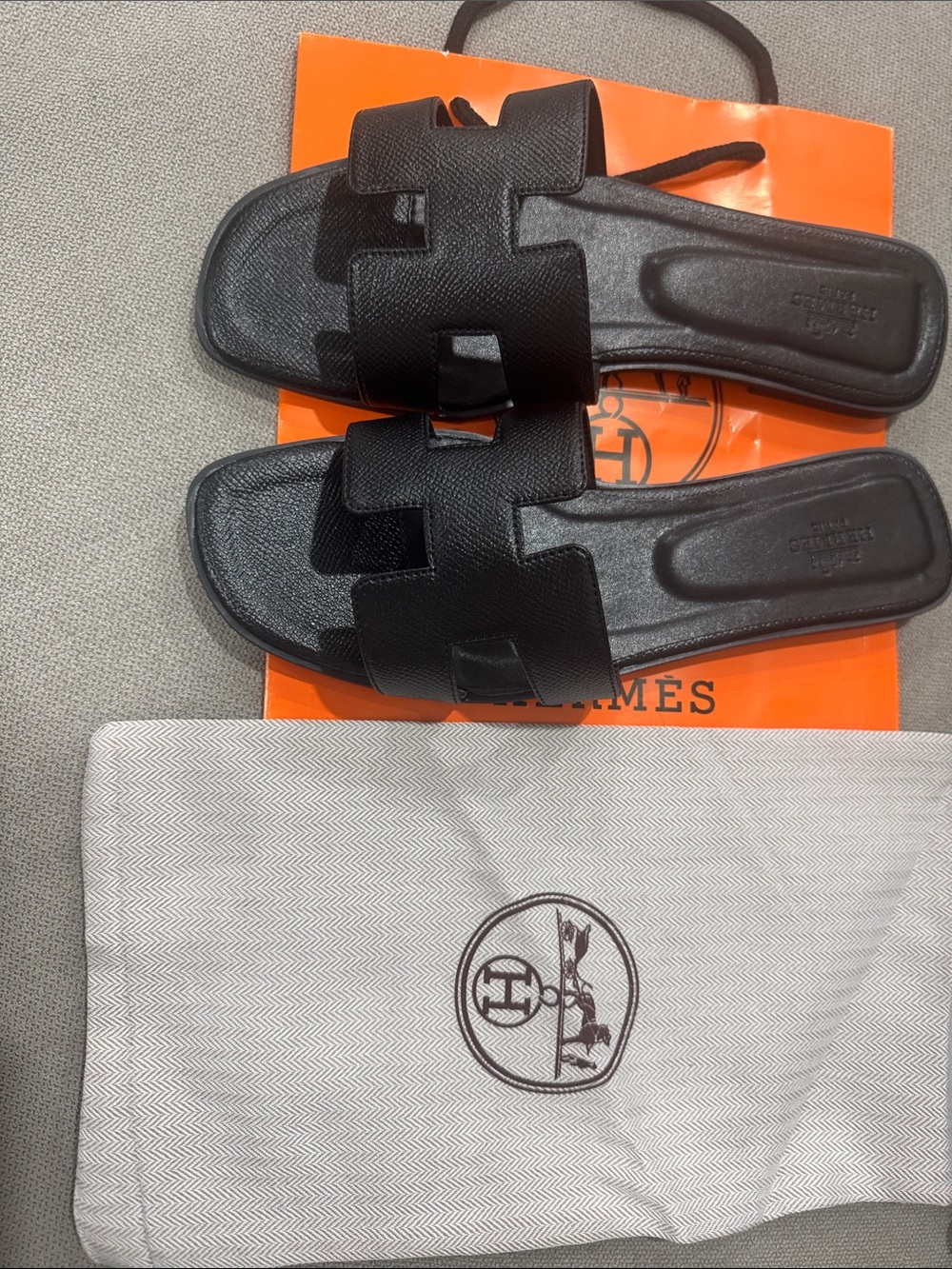 Black Leather Slide Sandals - Picture 4 of 4